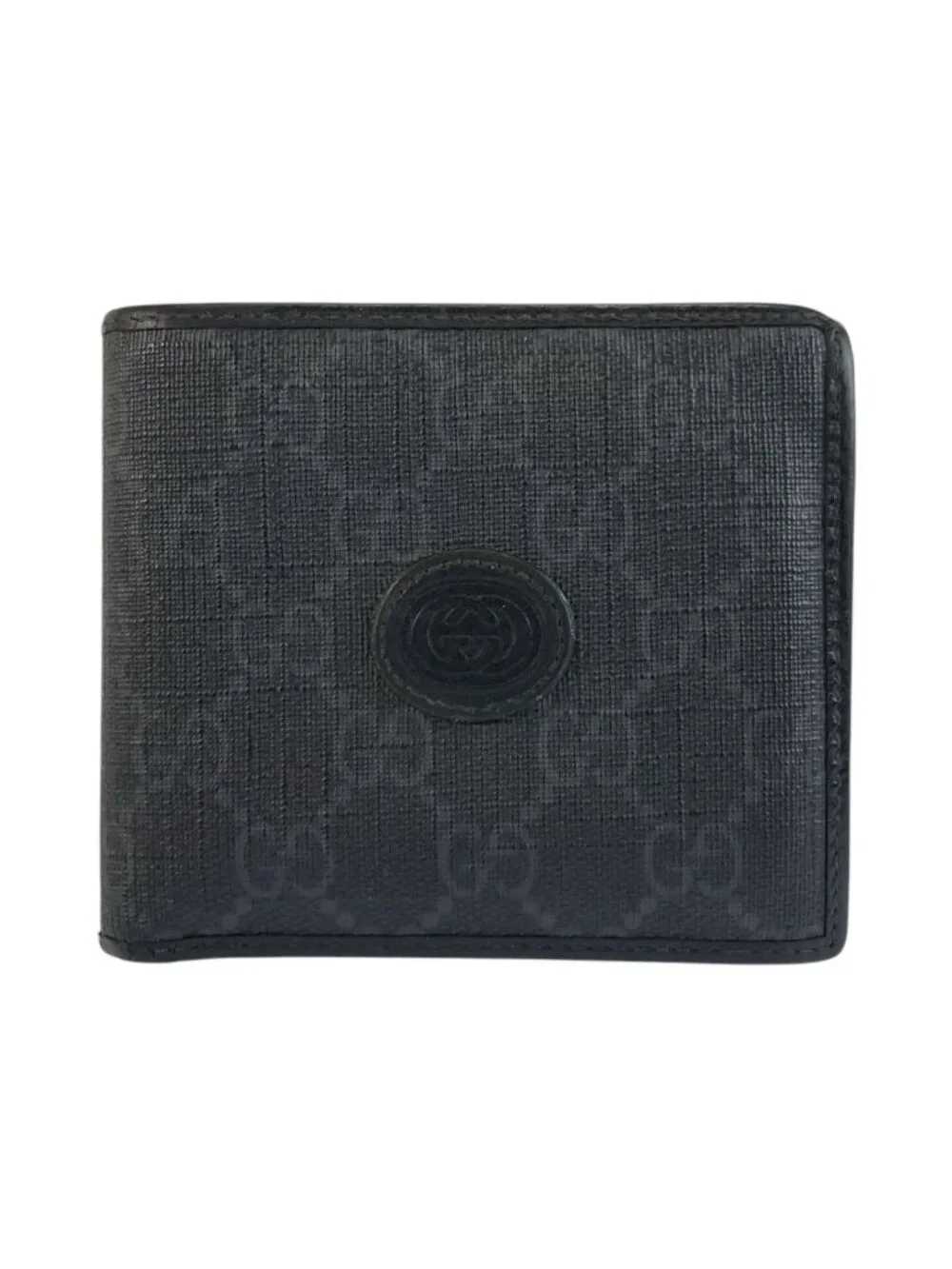 Gucci Interlocking Black GG Supreme Canvas Compact Wallet